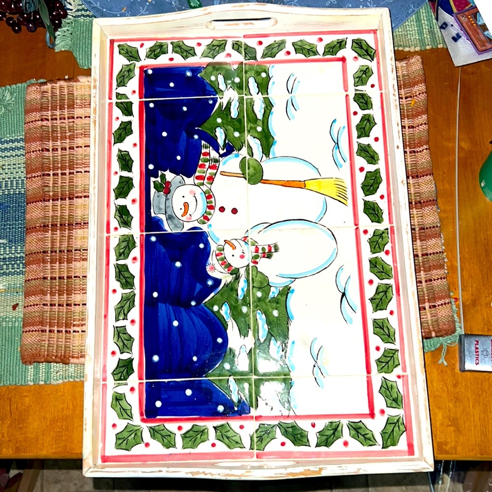 Rustic county ceramic tile serving try